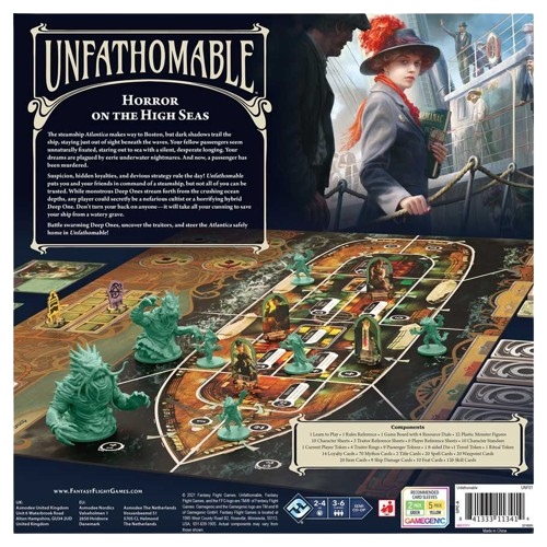 Unfathomable mystery horror board game box back